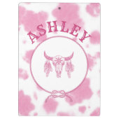 キュートピンク牛プリントウエスタンロデオカスタム クリップボード (裏面)