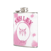 キュートピンク牛プリントウエスタンロデオカスタム フラスク (左)