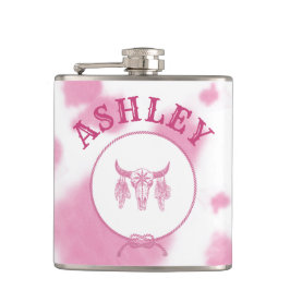 キュートピンク牛プリントウエスタンロデオカスタム フラスク