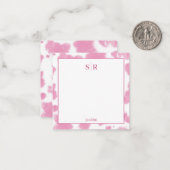 キュートピンク牛プリントウエスタンロデオモノグラム ノートカード (正面/裏面インサイチュ)