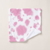 キュートピンク牛プリントウエスタンロデオ バスタオルセット (ウォッシュタオル)