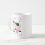 キュートピンク白黒カウホットココア コーヒーマグカップ (正面左)