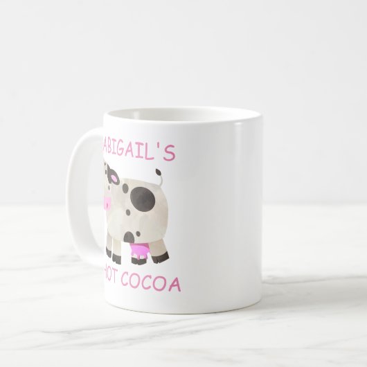 キュートピンク白黒カウホットココア コーヒーマグカップ (正面左)