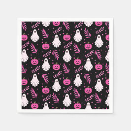 キュートピンク白黒ハローウィンパーティ スタンダードカクテルナプキン