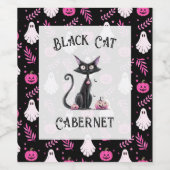 キュートピンク白黒ハローウィンパーティ ワインラベル (シングルラベル)