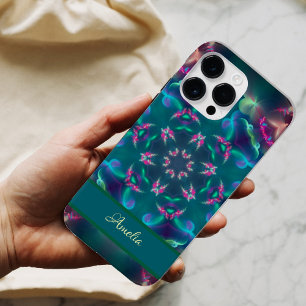 キュートピンク蝶の発光万華鏡のように千変万化するパターン ガーリー Case-Mate iPhone 14 PRO MAXケース