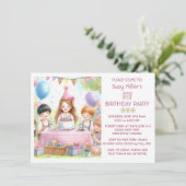 キュートピンク誕生日ガールパーティの招待状 招待状 (スタンド正面)