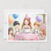 キュートピンク誕生日ガールパーティの招待状 招待状 (裏面)