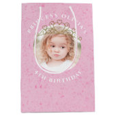 キュートピンク誕生日ガールプリンセスティアラシンプル ミディアムペーパーバッグ (正面)