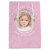 キュートピンク誕生日ガールプリンセスティアラシンプル ミディアムペーパーバッグ (裏面)