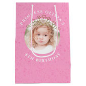 キュートピンク誕生日ガールプリンセスティアラシンプル ミディアムペーパーバッグ (裏面)