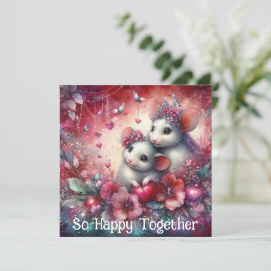 キュートピンク赤いハートネズミガレンティーヌ最高のフリーズ シーズンカード (スタンド正面)