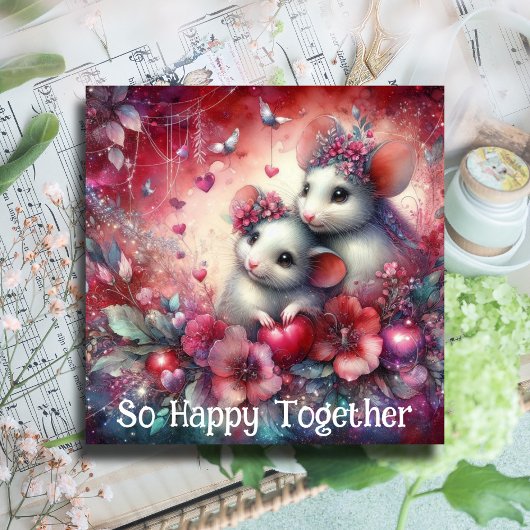 キュートピンク赤いハートネズミガレンティーヌ最高のフリーズ シーズンカード