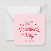 キュートピンク赤いハートハッピーバレンタインデー ノートカード (正面)