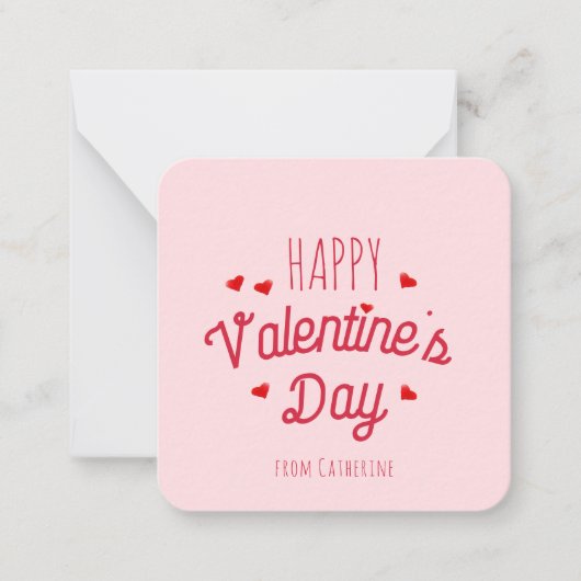 キュートピンク赤いハートハッピーバレンタインデー ノートカード (正面)