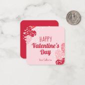 キュートピンク赤いハートハッピーバレンタインデー ノートカード (正面/裏面インサイチュ)