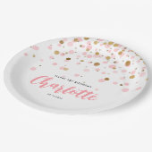 キュートピンク金ゴールドグリッター紙吹雪ドット子供の誕生日 ペーパープレート (アングル)