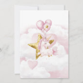 キュートピンク金ゴールドユニコーンガールズ誕生日招待状 招待状 (裏面)