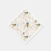 キュートピンク金ゴールド《鳥》アメリカゴガラハートフローラ スタンダードカクテルナプキン (角)