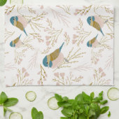 キュートピンク金ゴールド《鳥》アメリカゴガラフローラハート キッチンタオル (折り畳み)