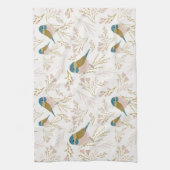 キュートピンク金ゴールド《鳥》アメリカゴガラフローラハート キッチンタオル (縦)