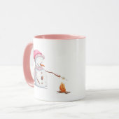 キュートピンク雪だるま マグカップ (正面左)