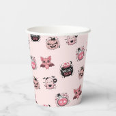 キュートピンク&ブラック幽霊ハローウィンパーティ 紙コップ (裏面)