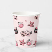 キュートピンク&ブラック幽霊ハローウィンパーティ 紙コップ (右)