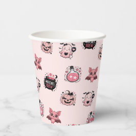 キュートピンク&ブラック幽霊ハローウィンパーティ 紙コップ