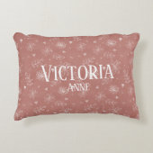 キュートピンク&ホワイトフローラファームハウス アクセントクッション (正面)