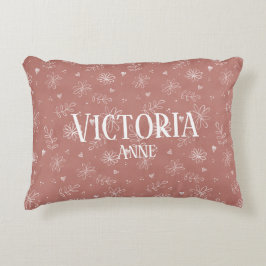 キュートピンク&ホワイトフローラファームハウス アクセントクッション