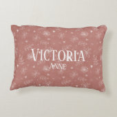 キュートピンク&ホワイトフローラファームハウス アクセントクッション (裏面)