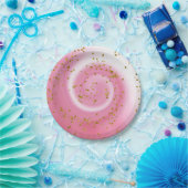 キュートピンク&金ゴールドグリッターグラデーション子供の誕生日パーティー ペーパープレート (パーティー)