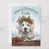 キュートピーキング素晴らしピレネー素朴ズペットポートレート シーズンカード (正面)