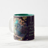 キュートピーコックおもしろいナチュラルファブラス引用文カスタム ツートーンマグカップ (正面左)