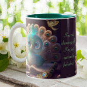 キュートピーコックおもしろいナチュラルファブラス引用文カスタム ツートーンマグカップ