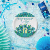 キュートピーコックパーソナライズされたパーティープレート ペーパープレート (パーティー)