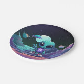 キュートピースエイリアン&宇宙船 ペーパープレート (アングル)