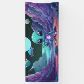 キュートピースエイリアン&宇宙船 横断幕 (縦)