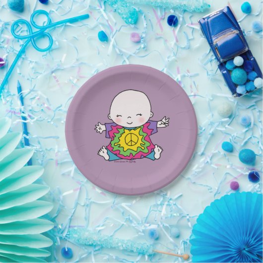 キュートピースベビーヒッピー/ヒッピー絞り染め ペーパープレート (パーティー)