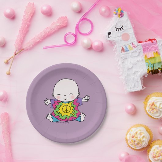 キュートピースベビーヒッピー/ヒッピー絞り染め ペーパープレート (パーティー)