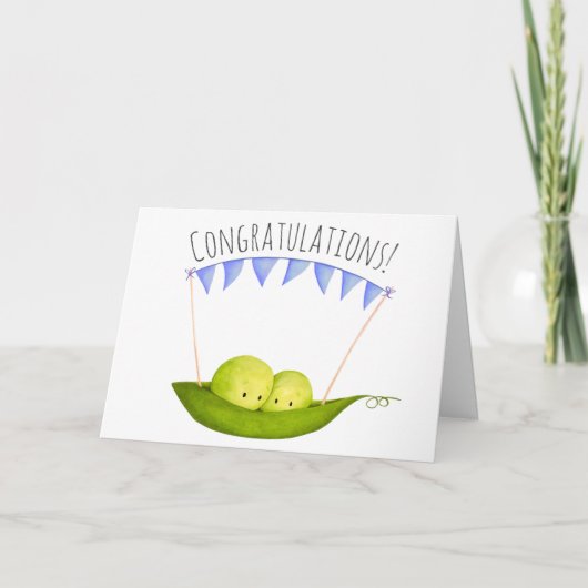 キュートピーズツインボーイズおめでとう生まれたばかりのベビー カード (正面)