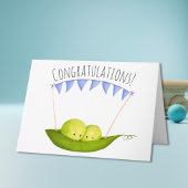 キュートピーズツインボーイズおめでとう生まれたばかりのベビー カード