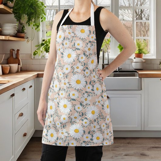 キュートピーチアンドホワイトフローラデイジー エプロン