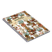 キュートピーチコテージコアフローラマッシュルームパターン ノートブック (右側)