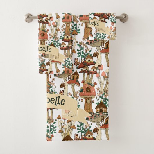 キュートピーチコテージコアフローラマッシュルームパターン バスタオルセット (インサイチュ)