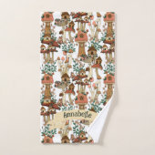 キュートピーチコテージコアフローラマッシュルームパターン バスタオルセット (ハンドタオル)