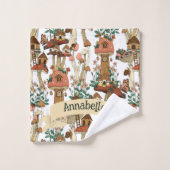 キュートピーチコテージコアフローラマッシュルームパターン バスタオルセット (ウォッシュタオル)