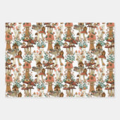 キュートピーチコテージコアフローラマッシュルームパターン ラッピングペーパーシート (正面)