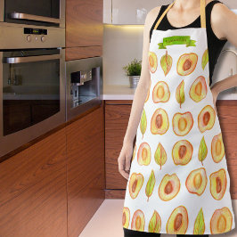 キュートピーチハーフェングリー離れンデザイン名前をカスタムする エプロン